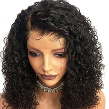 Load image into Gallery viewer, PREMIUM QUALITY #1B 10"- 14 inches" Pre-Plucked 13"x4" Lace front MITCHELLE Curly BOB Wig, Free Part Lace Front