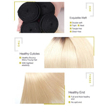 Load image into Gallery viewer, PREMIUM QUALITY LUXE WEFT 16-24 Inches Ombre Human Hair Colour #1B/613 Straight
