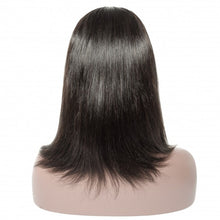 Load image into Gallery viewer, PREMIUM QUALITY #1B 10"-14" 13"x6" Straight Short Lace Front Human Hair Bob Wigs With Bangs