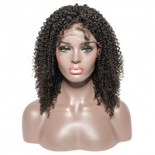 Load image into Gallery viewer, PREMIUM QUALITY #1B 250% Density Afro Curly Human Hair Deep Part 13x6 Lace Front Wig