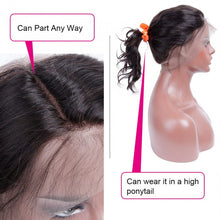 Load image into Gallery viewer, PREMIUM QUALITY 10-20 Inches 22" x 4"x 2" Body wave #1B Natural Black 360 Lace Frontal