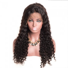 Load image into Gallery viewer, PREMIUM QUALITY #1B 360 Lace Frontal 14-24 inches Wig Deep Curly Virgin Hair