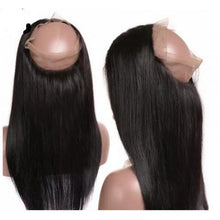 Load image into Gallery viewer, PREMIUM QUALITY 10-20 Inches 22" x 4"x 2" Sleek Straight #1B Natural Black 360 Lace Frontal