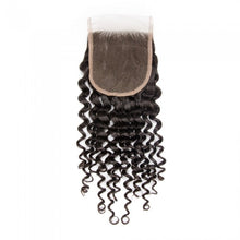 Load image into Gallery viewer, PREMIUM QUALITY 10-20 Inch 4" x 4" Deep Curly Free Parted Lace Closure #1B Natural Black