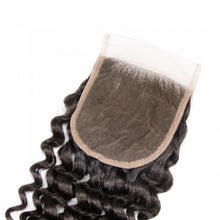 Load image into Gallery viewer, PREMIUM QUALITY 10-20 Inch 4" x 4" Deep Curly Free Parted Lace Closure #1B Natural Black