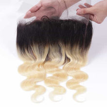 Load image into Gallery viewer, PREMIUM QUALITY 10-20 Inches 13" x 4" Body wave Free Part Full frontal Lace Closure #1B/613