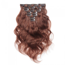 Load image into Gallery viewer, LUXURY PLATINUM 16 to 26 Inches Colour #33 Coffee brown 10 pieces Body wave Clip In Human Hair Extensions