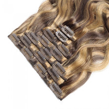 Load image into Gallery viewer, LUXURY PLATINUM 16 to 26 Inches Colour #4/27 Light brown 10 pieces Straight Clip In Human Hair Extensions