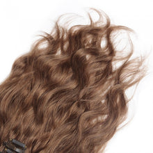 Load image into Gallery viewer, LUXURY PLATINUM 16 to 26 Inches Colour #8 Light brown 10 pieces Body wave Clip In Human Hair Extensions