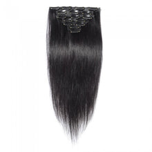 Load image into Gallery viewer, LUXURY PLATINUM 16 to 26 Inches #1B Jet Black 10 pieces Straight Clip In Human Hair Extensions