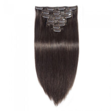 Load image into Gallery viewer, LUXURY PLATINUM 16 to 26 Inches colour #2 Jet Black 10 pieces Straight Clip In Human Hair Extensions