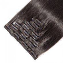 Load image into Gallery viewer, LUXURY PLATINUM 16 to 26 Inches colour #2 Jet Black 10 pieces Straight Clip In Human Hair Extensions