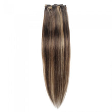 Load image into Gallery viewer, LUXURY PLATINUM 16 to 26 Inches Colour #4/27 Light brown 10 pieces Straight Clip In Human Hair Extensions