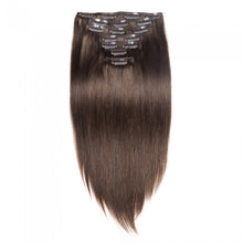 Load image into Gallery viewer, LUXURY PLATINUM 16 to 26 Inches Colour #4 Coffee brown 10 pieces Straight Clip In Human Hair Extensions