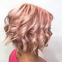 Load image into Gallery viewer, PREMIUM QUALITY Rose Gold Pre-Plucked Human Hair Lace Front Straight Bob Wigs