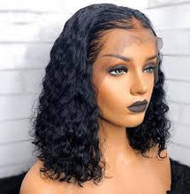 Load image into Gallery viewer, PREMIUM QUALITY #1B 10"- 14 inches" Pre-Plucked 13"x4" Lace front MITCHELLE Curly BOB Wig, Free Part Lace Front