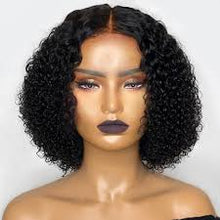 Load image into Gallery viewer, PREMIUM QUALITY #1B 10"- 14 inches" Pre-Plucked 13"x4" Lace front MITCHELLE Curly BOB Wig, Free Part Lace Front
