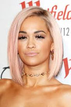 Load image into Gallery viewer, PREMIUM QUALITY Rose Gold Pre-Plucked Human Hair Lace Front Straight Bob Wigs