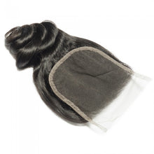 Load image into Gallery viewer, PREMIUM QUALITY 10-20 Inch 4" x 4" Loose Wavy Free Part Lace Closure #1B Natural Black