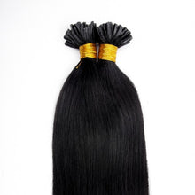 Load image into Gallery viewer, PREMIUM QUALITY 16-24 Inches Straight Nail Tip Remy Human Hair Extensions colour #1 Jet Black