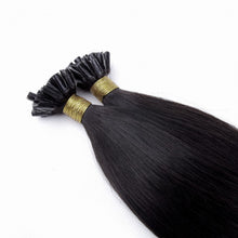 Load image into Gallery viewer, PREMIUM QUALITY 16-24 Inches Straight Nail Tip Remy Human Hair Extensions colour #1B Natural Black