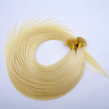 Load image into Gallery viewer, PREMIUM QUALITY 16-24 Inches Straight Nail Tip Remy Human Hair Extensions colour #613 Light Blonde