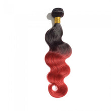 Load image into Gallery viewer, PREMIUM QUALITY LUXE WEFT 16-26 Inches Body Wave Ombre Human Hair Colour #1B/Red