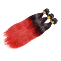 Load image into Gallery viewer, PREMIUM QUALITY LUXE WEFT 16-26 Inches Straight Ombre Human Hair Colour #1B/Red