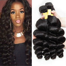 Load image into Gallery viewer, PREMIUM QUALITY 10-30 Inches Loose Wave 100% Indian Human Hair 1B Natural Black