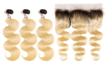 Load image into Gallery viewer, PREMIUM QUALITY 10-20 Inches 13" x 4" Body wave Free Part Full frontal Lace Closure #1B/613