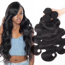 Load image into Gallery viewer, 10AA GRADE QUALITY 10-28 inches 100% Virgin Brazilian Human Hair Body wave weave 1B Natural black