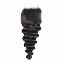 Load image into Gallery viewer, PREMIUM QUALITY 10-20 Inch 4" x 4" Deep wave Free Part Lace Closure #1B Natural Black