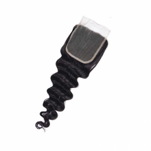 Load image into Gallery viewer, PREMIUM QUALITY 10-20 Inch 4" x 4" Deep wave Free Part Lace Closure #1B Natural Black