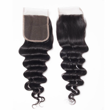 Load image into Gallery viewer, PREMIUM QUALITY 10-20 Inch 4" x 4" Deep wave Free Part Lace Closure #1B Natural Black