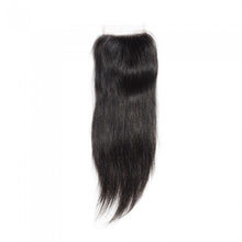 Load image into Gallery viewer, PREMIUM QUALITY 10-20 Inch 4" x 4" Straight Free Part Lace Closure #1B Natural Black