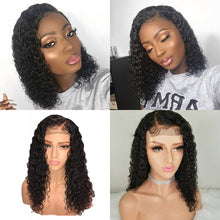 Load image into Gallery viewer, PREMIUM QUALITY #1B 10-14 Inches Pre-Plucked 13"x4" Lace Front Water Wavy Bob Wigs 150% Density