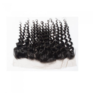 PREMIUM QUALITY 10-20 Inch 13" x 4" Deep wave Free Part Full frontal Lace Closure #1B Natural Black