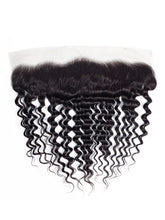Load image into Gallery viewer, PREMIUM QUALITY 10-20 Inch 13&quot; x 4&quot; Deep wave Free Part Full frontal Lace Closure #1B Natural Black
