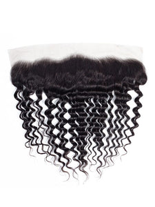 PREMIUM QUALITY 10-20 Inch 13" x 4" Deep wave Free Part Full frontal Lace Closure #1B Natural Black
