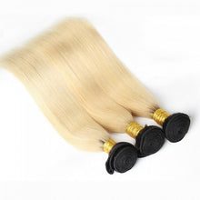 Load image into Gallery viewer, PREMIUM QUALITY LUXE WEFT 16-24 Inches Ombre Human Hair Colour #1B/613 Straight

