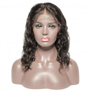 PREMIUM QUALITY #1B 10-14 Inches Pre-Plucked 13"x6" Full Frontal Lace Wig Natural Wavy wig