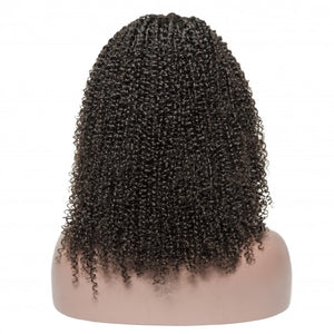 PREMIUM QUALITY #1B 250% Density Afro Curly Human Hair Deep Part 13x6 Lace Front Wig