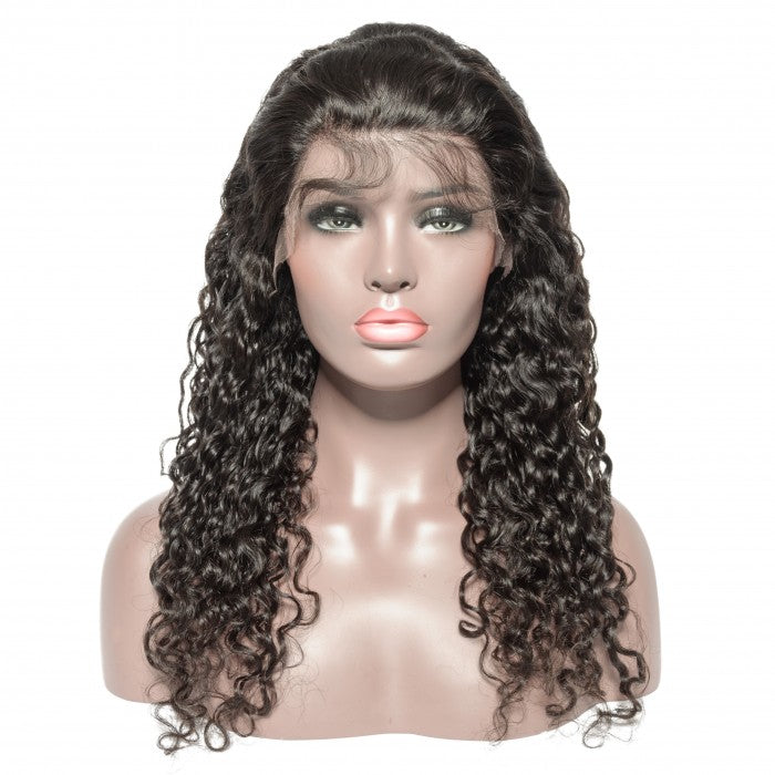 PREMIUM QUALITY #1B 14-24 Inches 13x6 Density Water Wavy Frontal Lace Wig