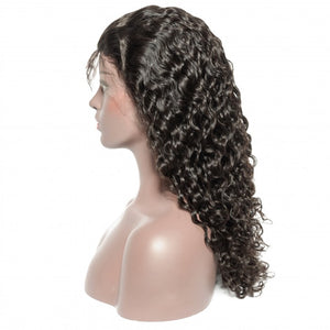 PREMIUM QUALITY #1B 14-24 Inches 13x6 Density Water Wavy Frontal Lace Wig