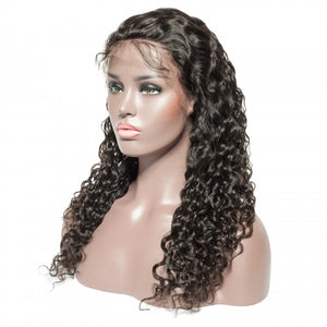 PREMIUM QUALITY #1B 14-24 Inches 13x6 Density Water Wavy Frontal Lace Wig