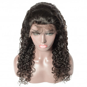 PREMIUM QUALITY #1B 14-24 Inches 13x6 Density Water Wavy Frontal Lace Wig