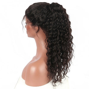 PREMIUM QUALITY #1B 360 Lace Frontal wig 14-24 inches Water wavy Virgin Hair