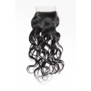 PREMIUM QUALITY 10-20 Inches  4" x 4" Natural Wavy Free Part Lace Closure #1B Natural Black