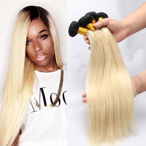 PREMIUM QUALITY LUXE WEFT 16-24 Inches Ombre Human Hair Colour #1B/613 Straight