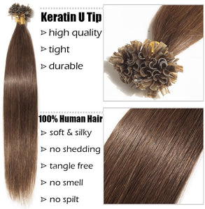 PREMIUM QUALITY 16-24 Inches Straight Nail Tip Remy Human Hair Extensions colour #4 Chocolate brown